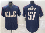 Cleveland Guardians #57 Shane Bieber Navy 2024 City Connect Limited Jersey