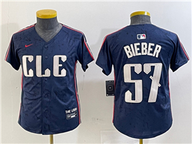 Cleveland Guardians #57 Shane Bieber Youth Navy 2024 City Connect Limited Jersey