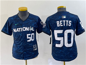 National League Los Angeles Dodgers #50 Mookie Betts Youth Navy 2023 MLB All-Star Game Jersey