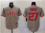 Los Angeles Angels #27 Mike Trout Gray Cool Base Jersey