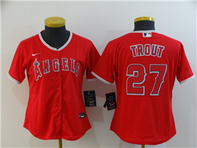 Los Angeles Angels #27 Mike Trout Women's Red Cool Base Jersey