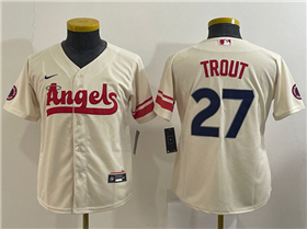 Los Angeles Angels #27 Mike Trout Youth Cream 2022 City Connect Jersey