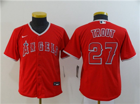 Los Angeles Angels #27 Mike Trout Youth Red Cool Base Jersey