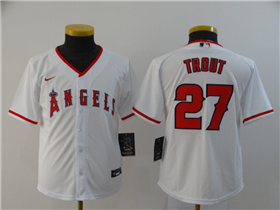 Los Angeles Angels #27 Mike Trout Youth White Cool Base Jersey