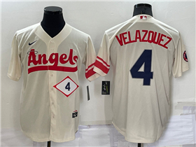 Los Angeles Angels #4 Andrew Velazquez Cream 2022 City Connect Jersey