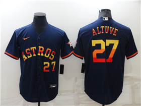 Houston Astros #27 Jose Altuve Navy/Rainbow Cool Base Jersey