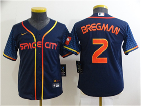 Houston Astros #2 Alex Bregman Youth 2022 Navy City Connect Cool Base Jersey