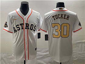 Houston Astros #30 Kyle Tucker White/Gold 2023 Gold Collection Jersey