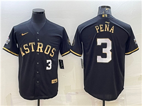 Houston Astros #3 Jeremy Pena Black Gold w/World Series Patch Jersey