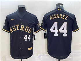Houston Astros #44 Yordan Álvarez Black Gold w/World Series Patch Jersey