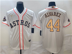 Houston Astros #44 Yordan Álvarez White/Gold 2023 Gold Collection Jersey