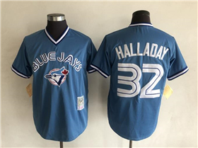 Toronto Blue Jays #32 Roy Halladay Throwback Light Blue Pullover Jersey