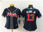 Atlanta Braves #13 Ronald Acuna Jr. Women's Navy Cool Base Jersey