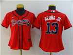 Atlanta Braves #13 Ronald Acuna Jr. Women's Red Cool Base Jersey