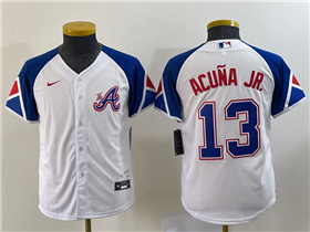 Atlanta Braves #13 Ronald Acuna Jr. Youth White 2023 City Connect Jersey