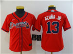 Atlanta Braves #13 Ronald Acuna Jr. Youth Red Cool Base Jersey