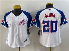 Atlanta Braves #20 Marcell Ozuna Women's White 2023 City Connect Jersey