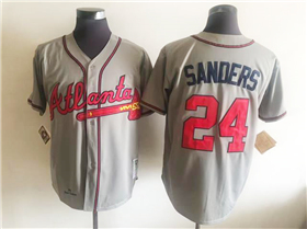 Atlanta Braves #24 Deion Sanders Throwback Gray Jersey