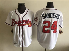 Atlanta Braves #24 Deion Sanders Throwback White Jersey