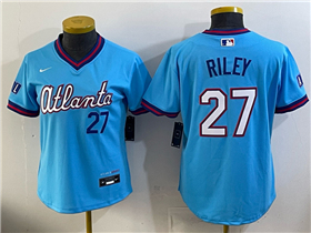 Atlanta Braves #27 Austin Riley Women's Powder Blue 2026 City Connect Jersey