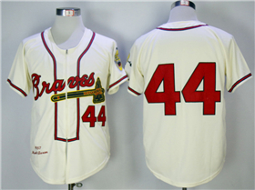 Atlanta Braves #44 Hank Aaron 1957 Cream Throwback Jersey