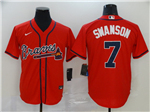 Atlanta Braves #7 Dansby Swanson Red Cool Base Jersey