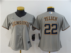 Milwaukee Brewers #22 Christian Yelich Women's Gray Cool Base Jersey