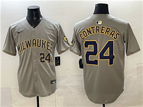 Milwaukee Brewers #24 William Contreras Gray Limited Jersey