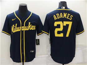 Milwaukee Brewers #27 Willy Adames Navy Cool Base Jersey