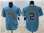 Milwaukee Brewers #2 Brice Turang Light Blue Limited Jersey
