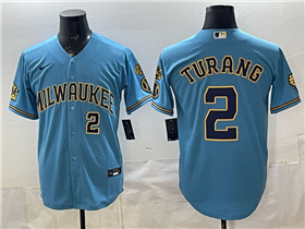 Milwaukee Brewers #2 Brice Turang Light Blue Limited Jersey