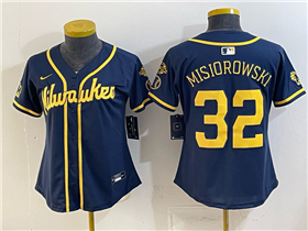 Milwaukee Brewers #32 Jacob Misiorowski Women's Navy Limited Jersey