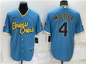 Milwaukee Brewers #4 Paul Molitor Powder Blue 2022 City Connect Jersey