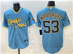 Milwaukee Brewers #53 Brandon Woodruff Powder Blue City Connect Jersey