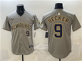 Milwaukee Brewers #9 Bob Uecker Gray Limited Jersey