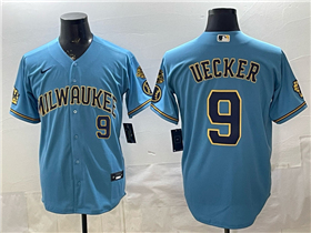 Milwaukee Brewers #9 Bob Uecker Light Blue Limited Jersey