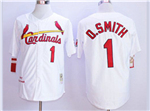 St. Louis Cardinals #1 Ozzie Smith Throwback White Jersey