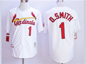 St. Louis Cardinals #1 Ozzie Smith Throwback White Jersey