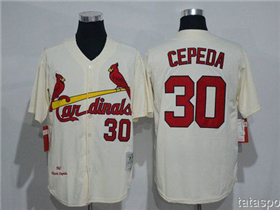 St. Louis Cardinals #30 Orlando Cepeda Throwback Cream Jersey