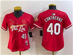 St. Louis Cardinals #40 Willson Contreras Women's Red 2024 City Connect Limited Jersey