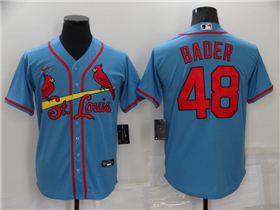 St. Louis Cardinals #48 Harrison Bader Light Blue Cool Base Jersey