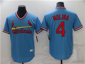 St. Louis Cardinals #4 Yadier Molina Light Blue Cooperstown Collection Cool Base Jersey