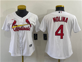 St. Louis Cardinals #4 Yadier Molina Women's White Cool Base Jersey