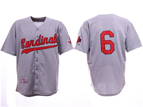 St. Louis Cardinals #6 Stan Musial 1956 Gray Throwback Jersey