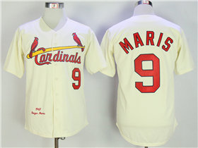 St. Louis Cardinals #9 Roger Maris 1967 Throwback Cream Jersey