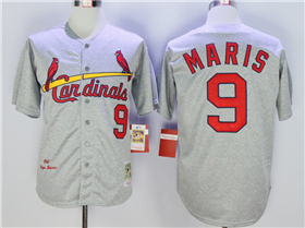 St. Louis Cardinals #9 Roger Maris 1967 Throwback Grey Jersey