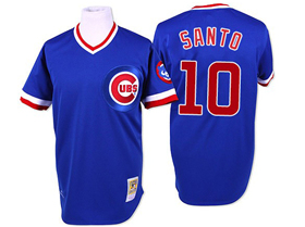Chicago Cubs #10 Ron Santo 1969 Throwback Blue Jersey