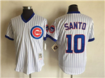 Chicago Cubs #10 Ron Santo Throwback White Pinstripe Pullover Jersey