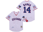 Chicago Cubs #14 Ernie Banks 1968 Throwback White Jersey