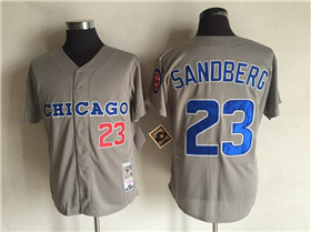 Chicago Cubs #23 Ryne Sandberg 1990 Throwback Gray Jersey